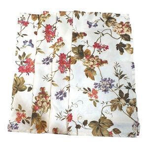 Vintage Waverly Floral Grape Print Cotton Napkins Set Of 4 19.5" Square Cloth